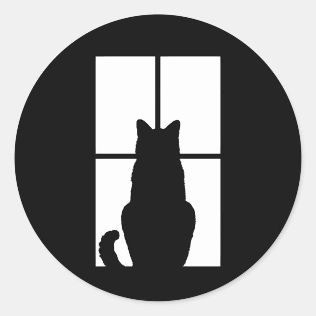 Sticker Rond Fenêtre Cat Cliquez pour Customiser Obtenir une dé (Devant)