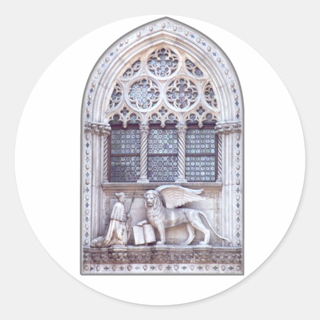 Sticker Rond Fenêtre de lion aile San Marco (Devant)