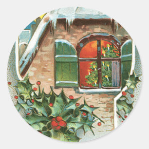 Sticker Rond Fenêtre de Noël