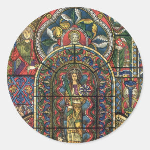 Sticker Rond Fenêtre en verre de l'église, architecture Vintage