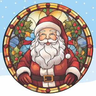 Sticker Rond Fenêtre en verre tendu du Père Noël Noël