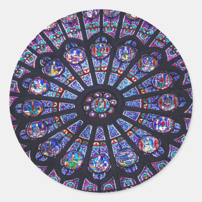 Sticker Rond Fenêtre Rose Notre-Dame (Devant)