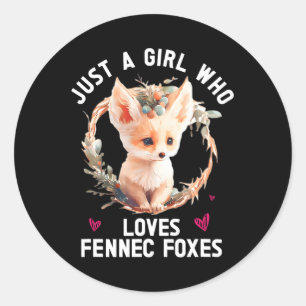 Sticker Rond Fennec Fox mignonne Fennic Foxes Fenec Animal Fox