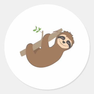 Sticker Rond Fente Lazy Fatigué Sloth Funny Mode Fente