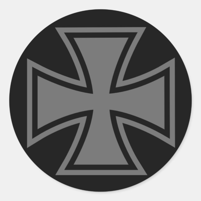 Sticker Rond Fer Croix gris noir (Devant)