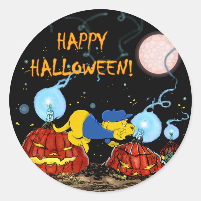 Sticker Rond Ferald et les Citrouilles Rotten | Halloween (Devant)