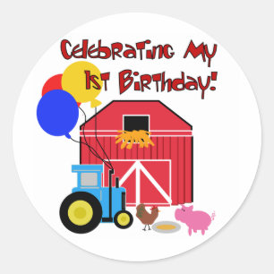 Sticker Rond Ferme 1er Anniversaire Tshirts et cadeaux