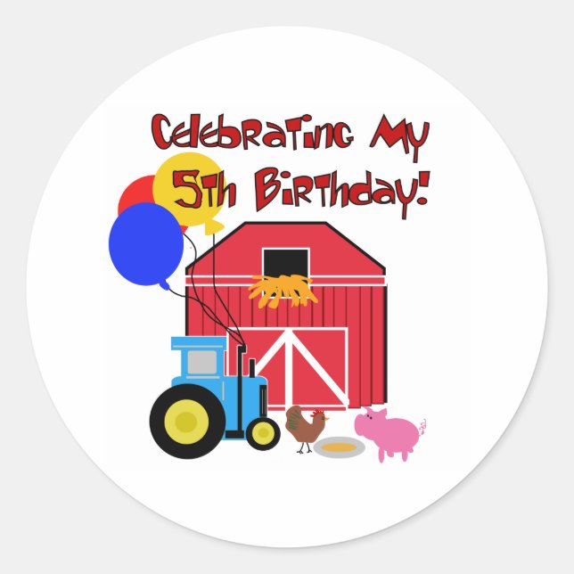 Sticker Rond Ferme 5e anniversaire (Devant)