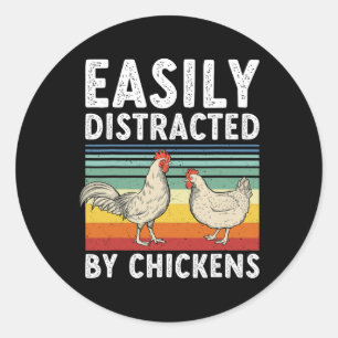 Sticker Rond Ferme animale de poulet de poule drôle d'éleveur d