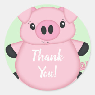 Sticker Rond Ferme de Baby shower de porc