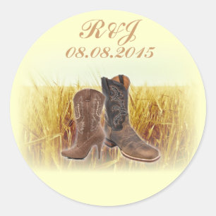 Sticker Rond ferme de blé rural western cowboy mariage