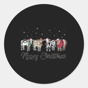 Sticker Rond Ferme de vacances Noël Mooë Noël Lumières Vache