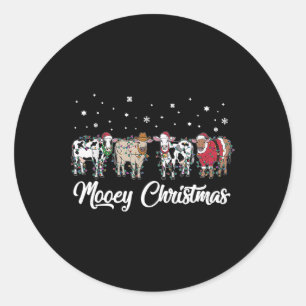 Sticker Rond Ferme de vacances Noël Mooë Noël Lumières Vache