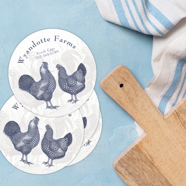 Sticker Rond Ferme de volaille Wyandotte Poulets OEufs frais (Créateur téléchargé)