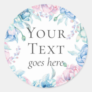 Sticker Rond Ferme Élégante Fleurs de Paon Aquarelle Florale