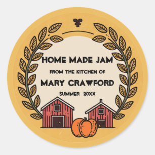 Sticker Rond Ferme Fresque Personnalisée Canning Jarring Étique
