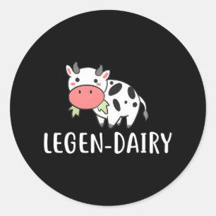 Sticker Rond Ferme laitière de vache drôle