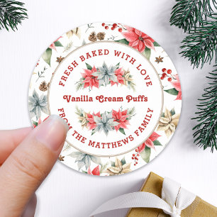 Sticker Rond Ferme Poinsettia Cuite au four avec Love