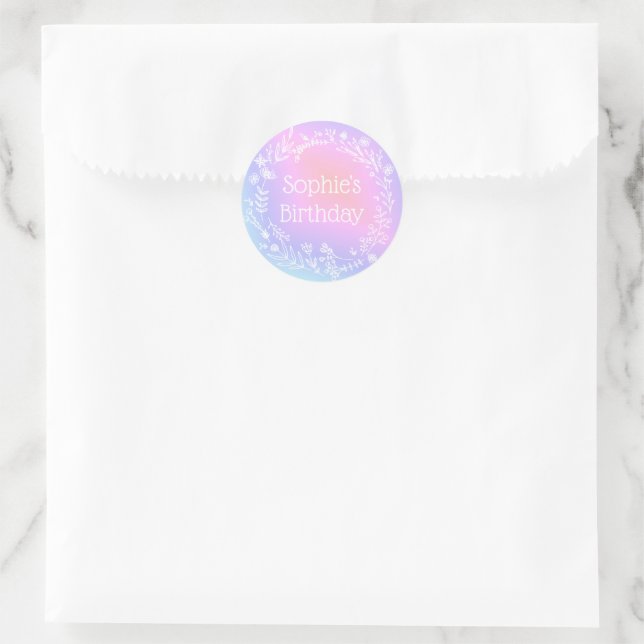 Sticker Rond Ferme Purple Rose Ombre Anniversaire de enfant Fav (Sac)