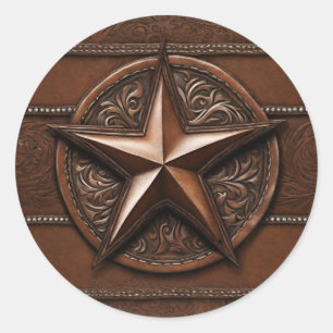 Sticker Rond Ferme rustique Cow-boy Western Campagne Étoile du 
