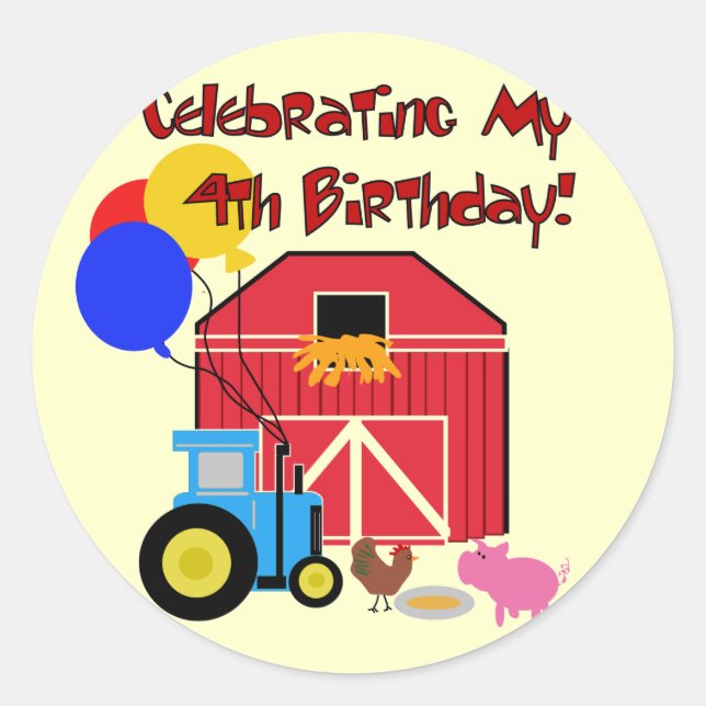 Sticker Rond Ferme T-shirts et cadeaux d'anniversaire 4 (Devant)