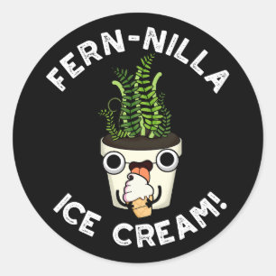 Sticker Rond Fernilla Crème glacée Crème Plante Pun Dark BG