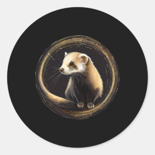 Sticker Rond Ferret Animal Wildlife Ferret