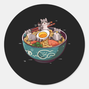 Sticker Rond Ferret Ramen nouilles Anime Kawaii japonais Otaku 