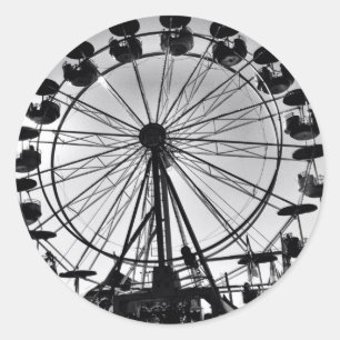 Sticker Rond Ferris Wheel in Black and White Photo Venin