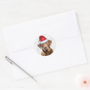 Sticker Rond Festif Chesapeake Bay Chien Woof Art Christmas