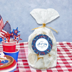 Sticker Rond Festif Fireworks Custom 4 juillet Party