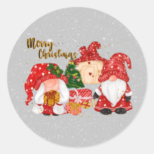 Sticker Rond Festif Noël Gnome