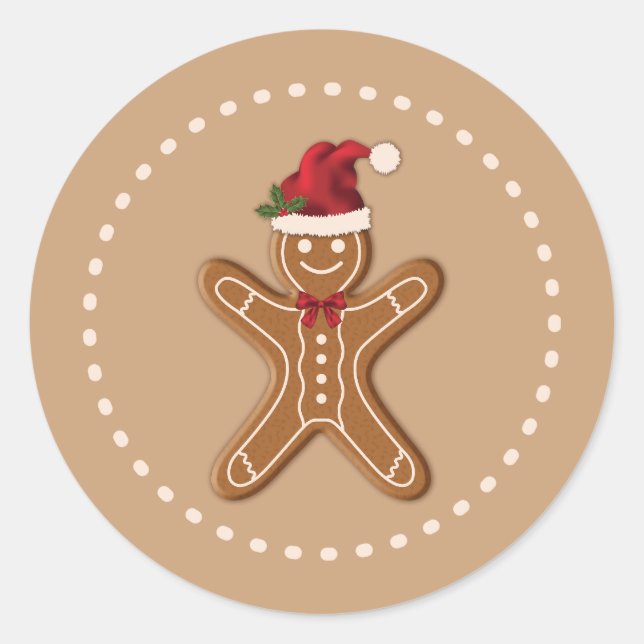 Sticker Rond Festif pain d'épices Cookie de Noël (Devant)