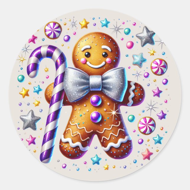 Sticker Rond Festif pain d'épices de Noël (Devant)