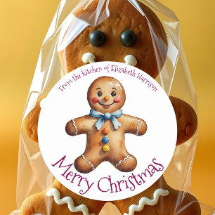 Sticker Rond Festif pain d'épices Homme biscuit pâtisserie de N