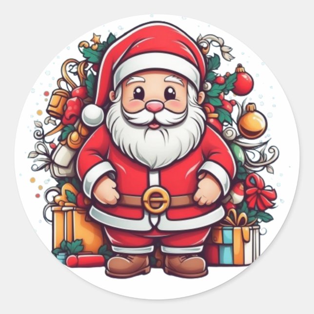 Sticker rond Festif père Noël (Devant)
