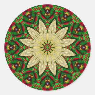 Sticker Rond Festif Pétales De Fleurs D'Or