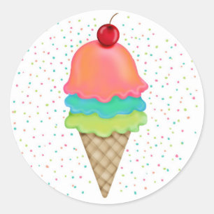 Sticker Rond Festins de crème glacée