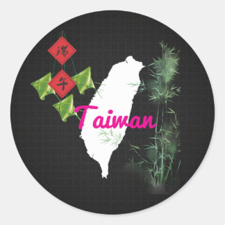 Sticker Rond Festival des bateaux-dragons de Taiwan Zongzi Bamb