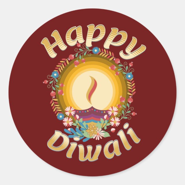 Sticker Rond Festival des lumières de Diwali Hindu Sikh Jain (Devant)