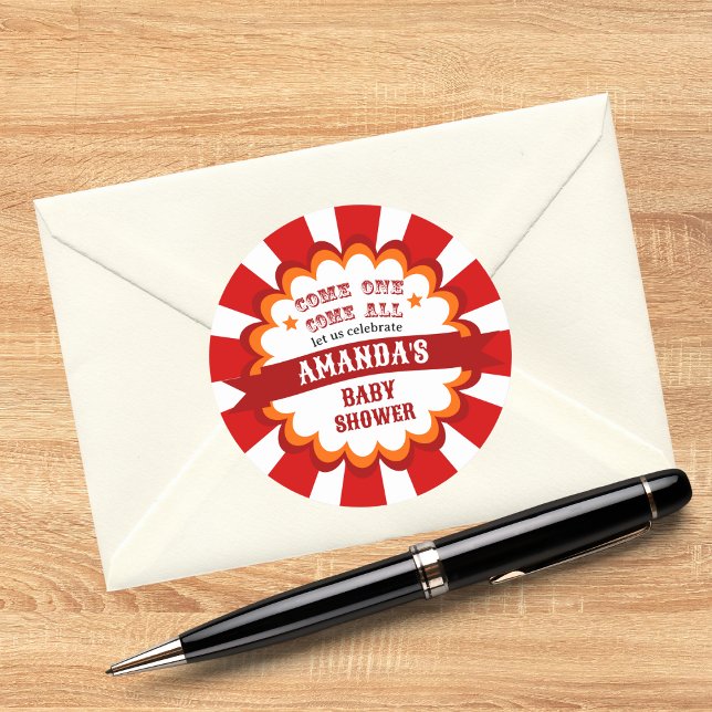 Sticker Rond Festival du Carnaval de cirque Baby shower (Créateur téléchargé)