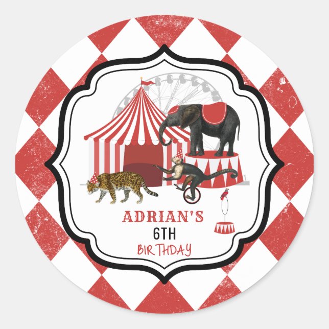 Sticker Rond Festival du Carnaval de cirque Thème Grand Top Ann (Devant)