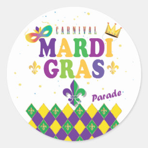 Sticker Rond Festival du carnaval de Mardi Gras Fleur de Lis Di