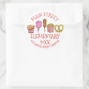 Sticker Rond Festival du carnaval de printemps Corndog Ice Crea