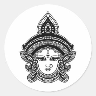 Sticker Rond Festival indien Durga Maa Dieu hindou