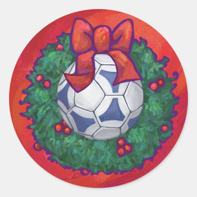 Sticker Rond Festive Futbal en couronne rouge (Devant)