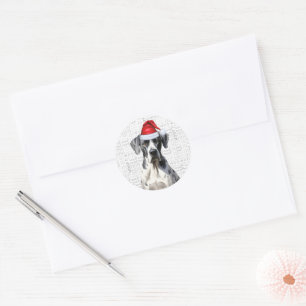 Sticker Rond Festive Grand Danse et Woof Word Art Noël