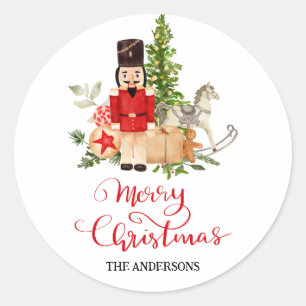 Sticker Rond Festive Holiday Nutcracker Merry Christmas Script