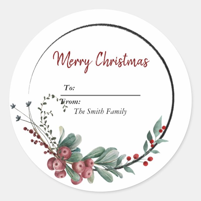 Sticker Rond Festive Joyeux Noël (Devant)