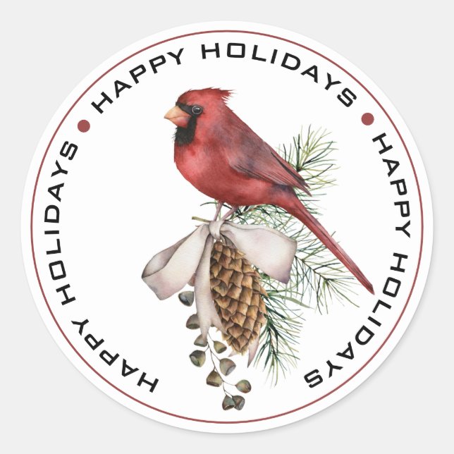 Sticker Rond Festive Noël Cardinal JEUX VACANCES (Devant)